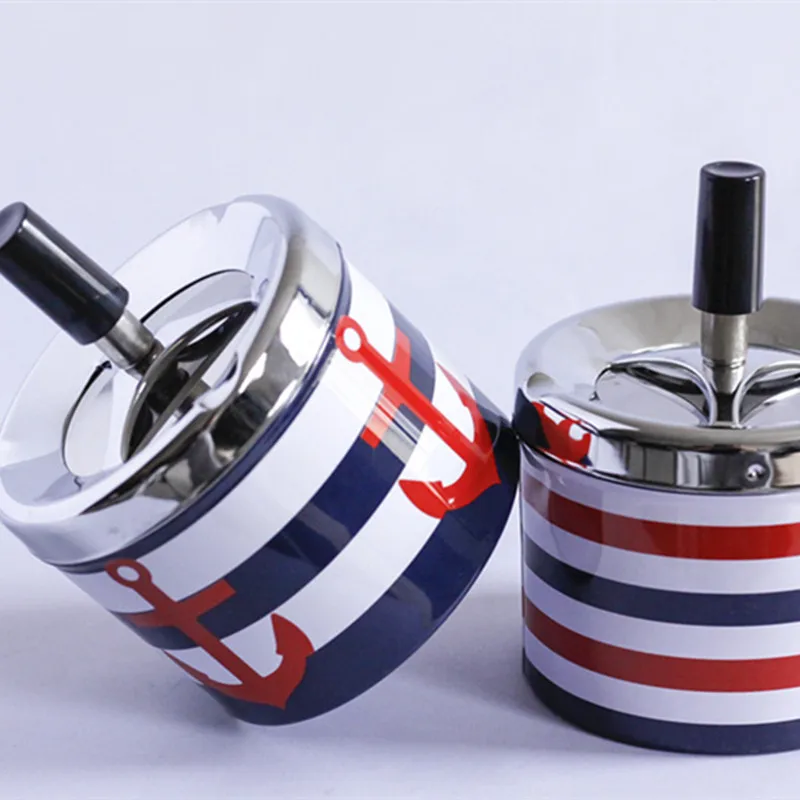 

Tinplate Ashtray Portable Dining Table Round Rotating Cigarette Ash Tray Windproof Home Office Hotel Smoking Accessories Tray