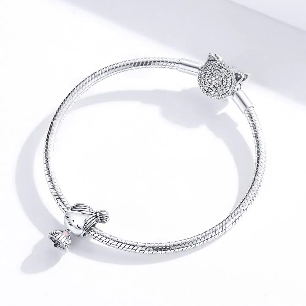 Fit Pandora браслет 925 стерлингового серебра маленькое платье девушка Сердце Мальчик бусины S925 детей подвески для DIY ювелирных изделий