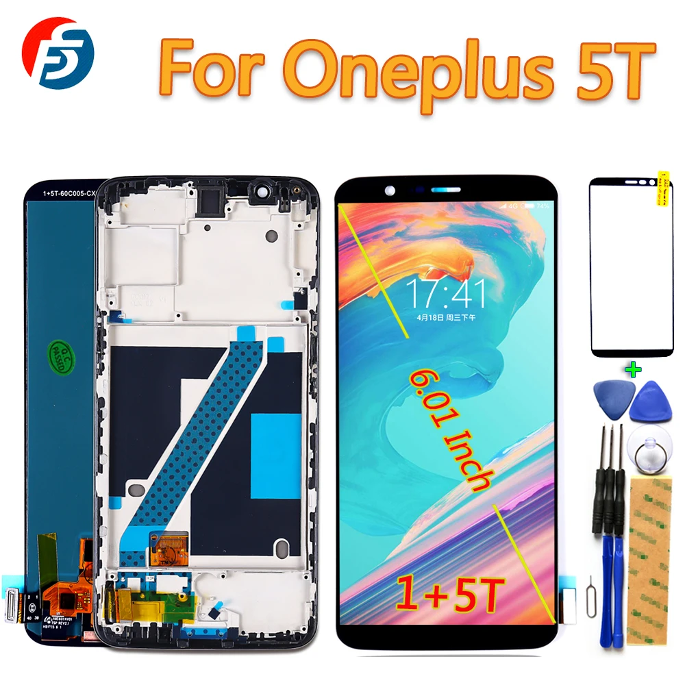 100% протестированный AMOLED 6 01 дюйма сенсорный экран для Oneplus 5T A5010 ЖК дисплей
