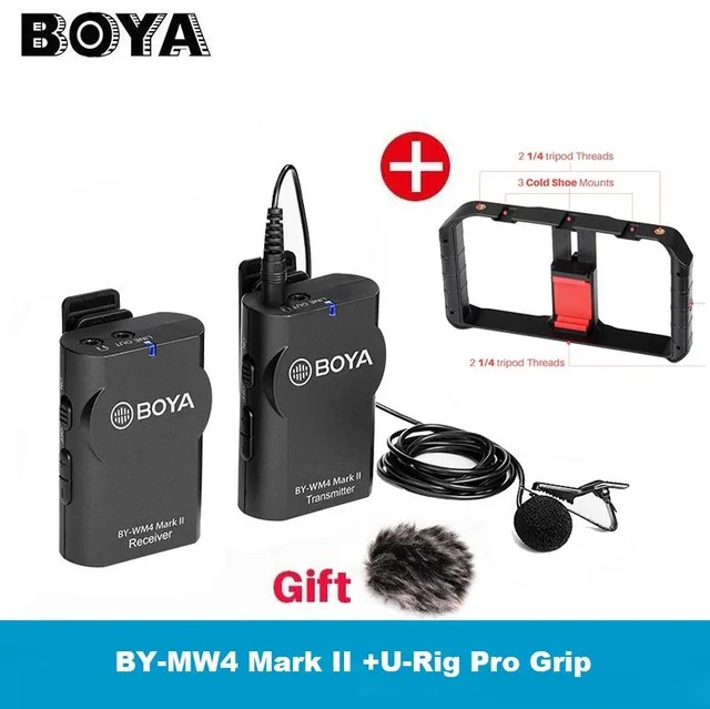 Boya BY-WM4 Pro/BY-WM4 Mark II беспроводные ПЕТЛИЧНЫЕ Микрофон Студийный конденсаторный лацкан микрофон для интервью для iPhone Canon камеры Nikon - Цвет: Синий