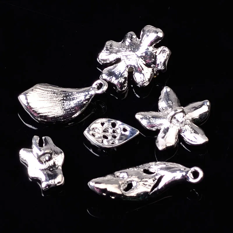 50 шт. серебряный цвет сплав Хрустальный жемчуг цветок очаровательная фототкань