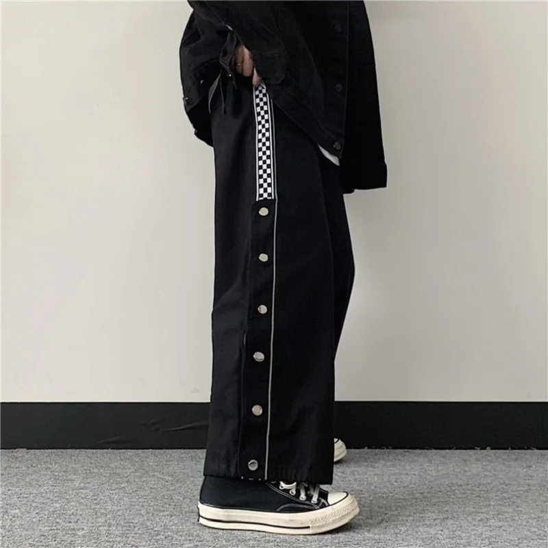 

Button Design Pants Men's 2021 New Spring and Autumn Straight Wide-leg Pants Loose Wild Casual Pants Trousers Trend