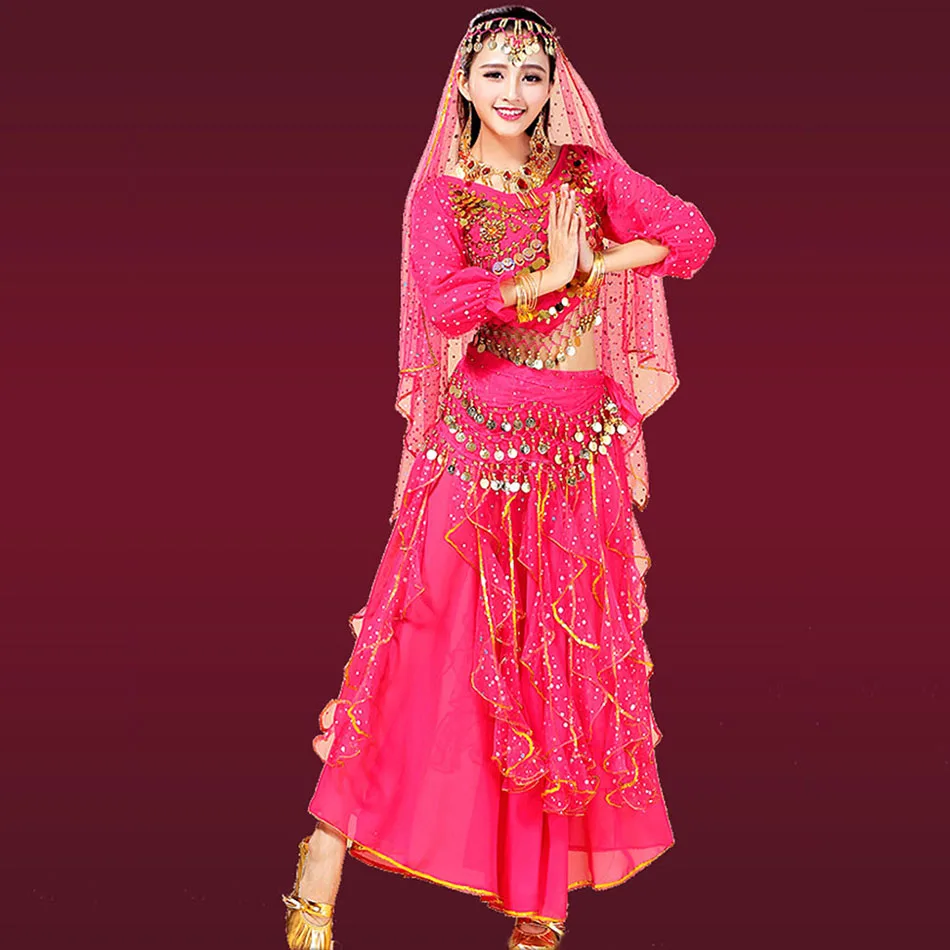 Женский костюм для танца живота комплект из топа и брюк с вуалью на цепочке