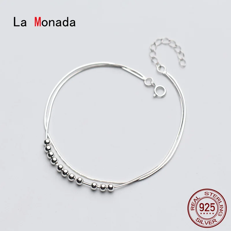 

Женский браслет-змейка La Monada, из серебра 925 пробы, Двойная Цепочка женские бусы пробы, минималистские браслеты
