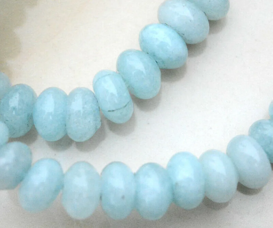 

Natural 6x10mm Blue Aquamarine Jade Gemstone Abacus Loose Beads 15 Inch