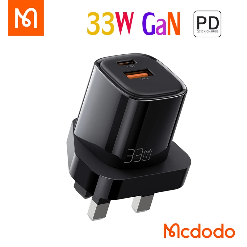 

Mcdodo 33W GaN USB Type C PD Charger Quick Charge For IPhone 13 Pro Max Xiaomi Laptop Macbook UK Plug Mobile Phone Charger
