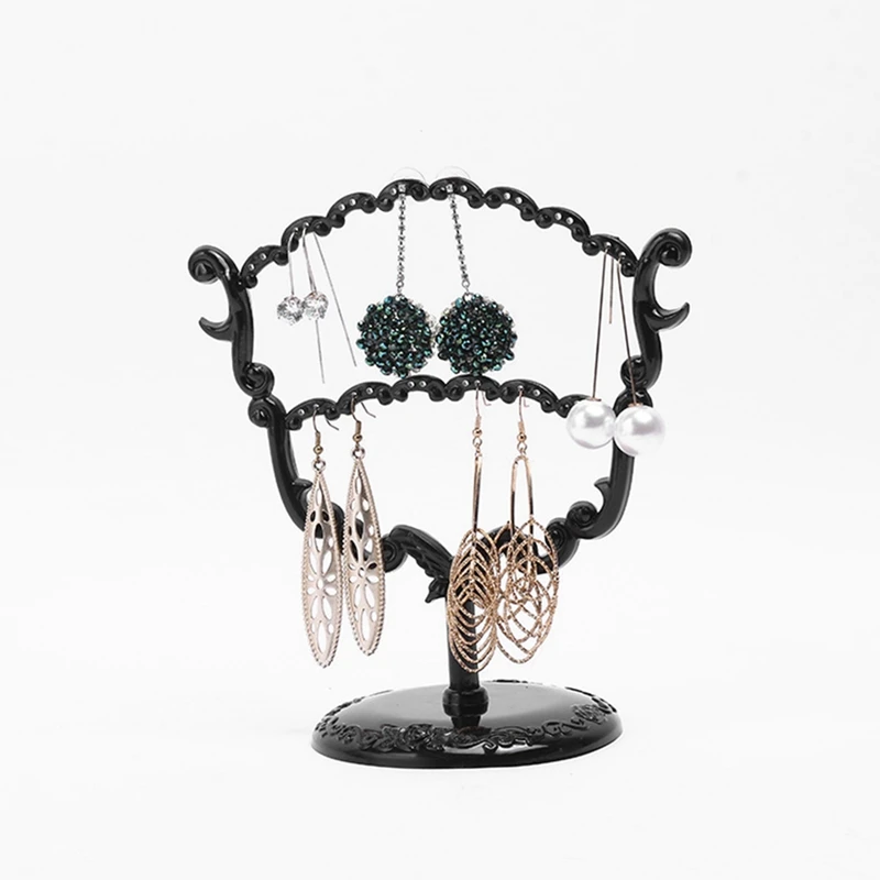 

2 Pcs Jewelry Rack Ornament Frame Butterfly Plastic Detachable Earring Frame Ear Nail Rack Storage Props, Black & Pink