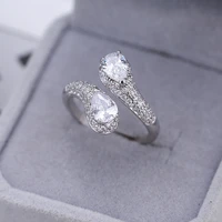 funmode shiny waterdrop wedding bridal adjustable ring for women white gold color charm ring for ladies wholesale fr55