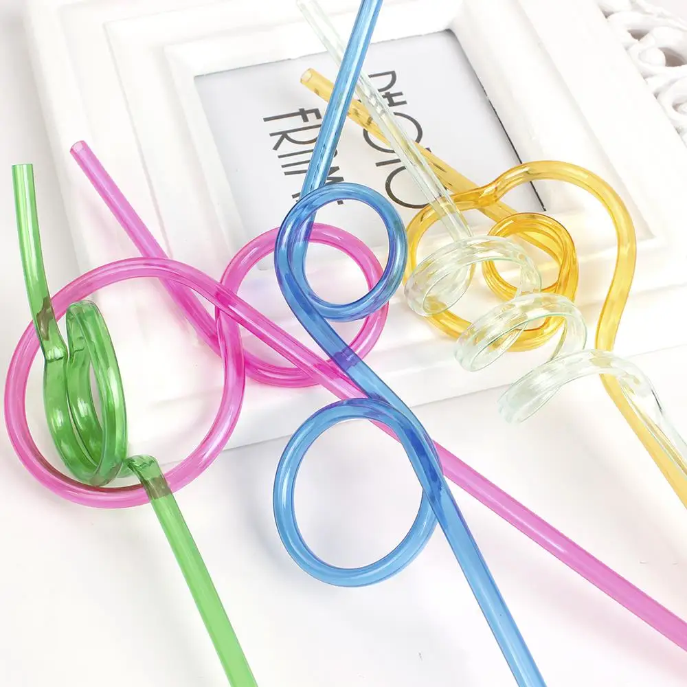 

5pcs/set Colorful Straw Crazy Curly Loop Coloured Plastic Drinking Straws for Birthday Party Bar