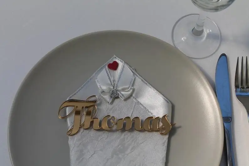 Золотые Зеркальные акриловые карты лазерная резка Именные свадебные знаки