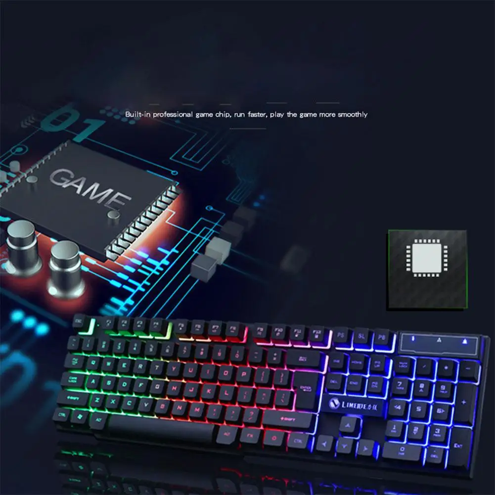 

Wired USB PC Gamer Suspension Mechanical Feel Keyboard + Mouse Set Photoelectric Laptop Computer Backlit Keyboard Set for PC