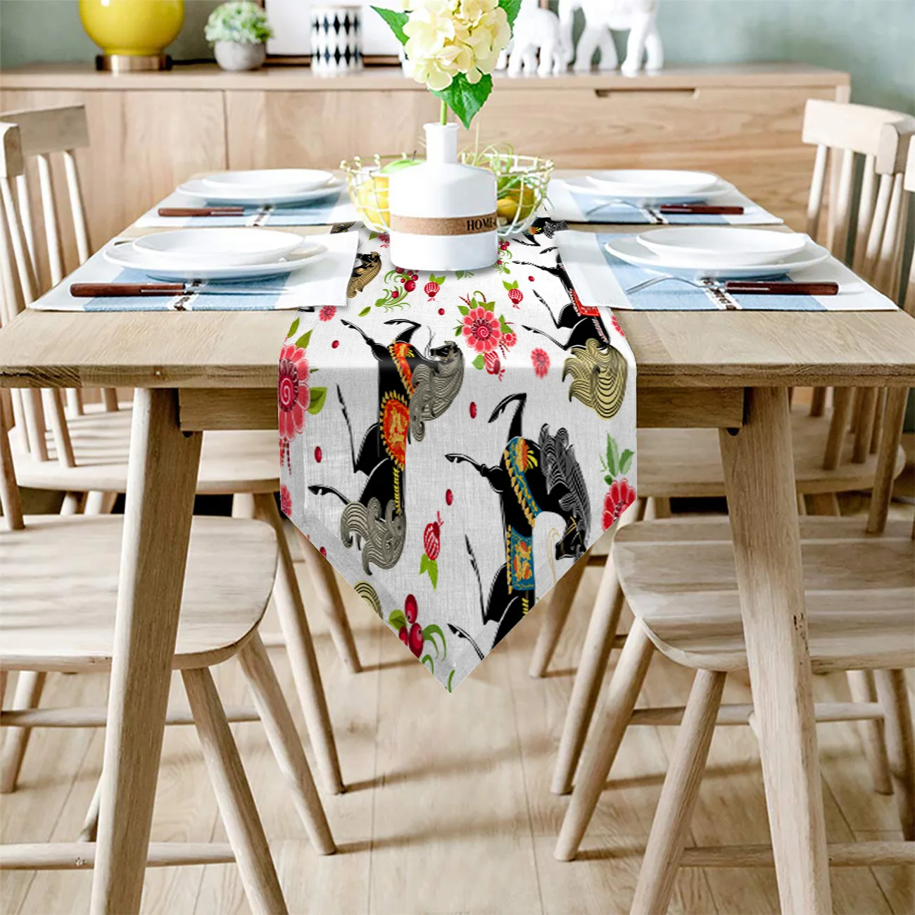 Модный стиль лошадь цветок иллюстрация настольная дорожка Настольный Флаг