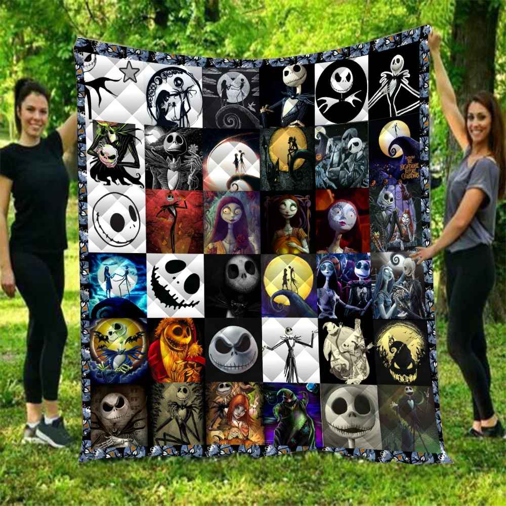 Клетчатое стеганое одеяло с 3D принтом черепа Джека хлопок лето 2019 Крутое