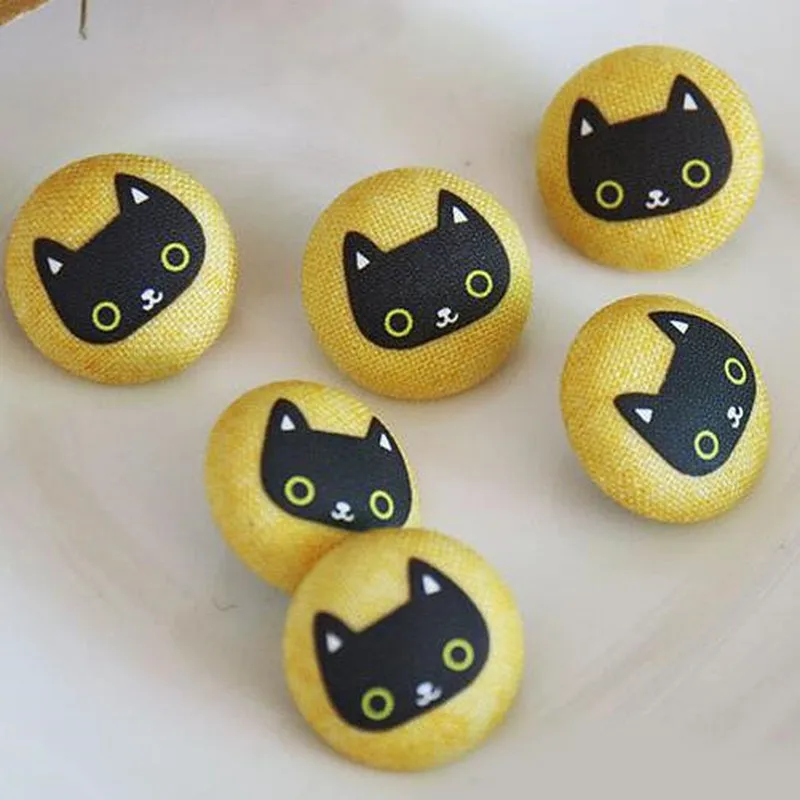 

5Pcs Cloth Fabric Covered Round Button Metal Flatback Buttons for Scrapbooking Crafts DIY Children Sweater Coat Sewing Accessory