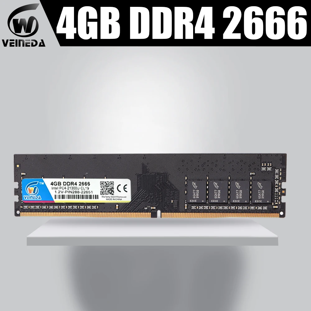 Оперативная память VEINEDA ddr4, 4 ГБ, 8 ГБ, 2666 МГц, оперативная Память ddr4, Совместимость со всеми Intel AMD для настольных ПК, Совместимость с 2133,2400 PC4-17000, 284pin