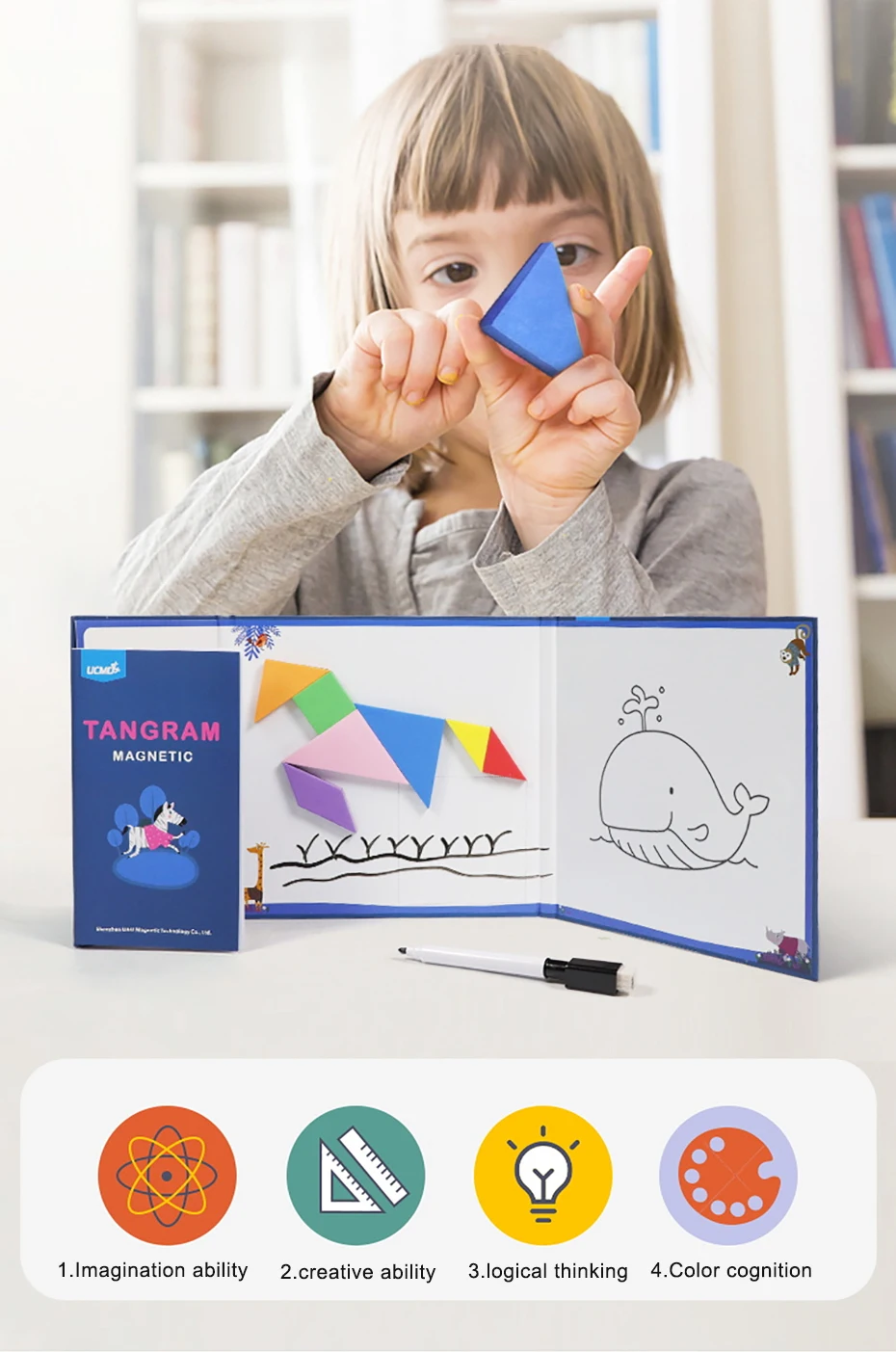 Магнитный из ЭВА(этиленвинилацетат) 3D Головоломка Tangram игры интеллектуальные головоломки Рисование настольная игра Развивающие игрушки для детей и взрослых