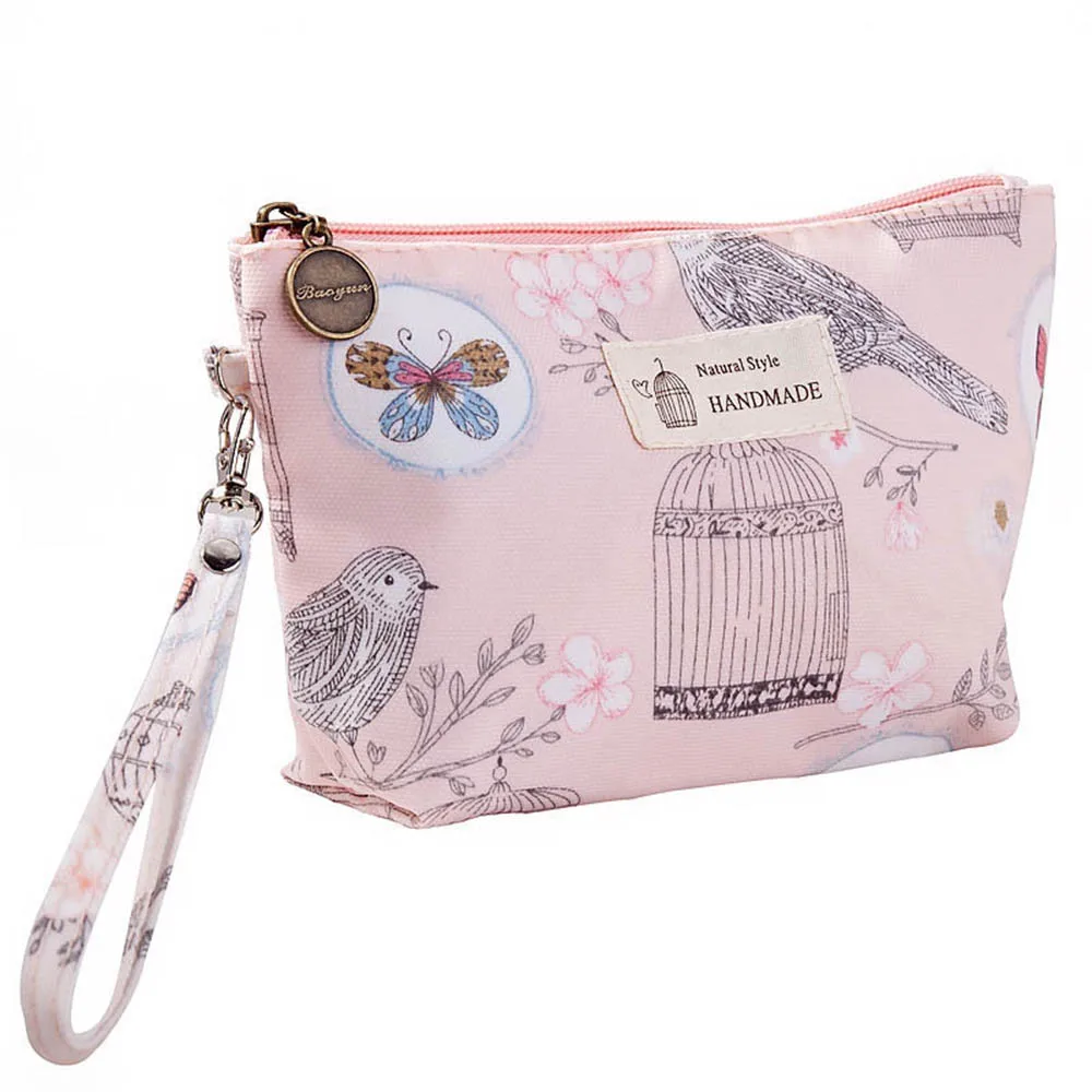 

Vintage Floral Printed Cosmetic Bag Female Zipper Women Makeup Waterproof Travel Ladies Pouch