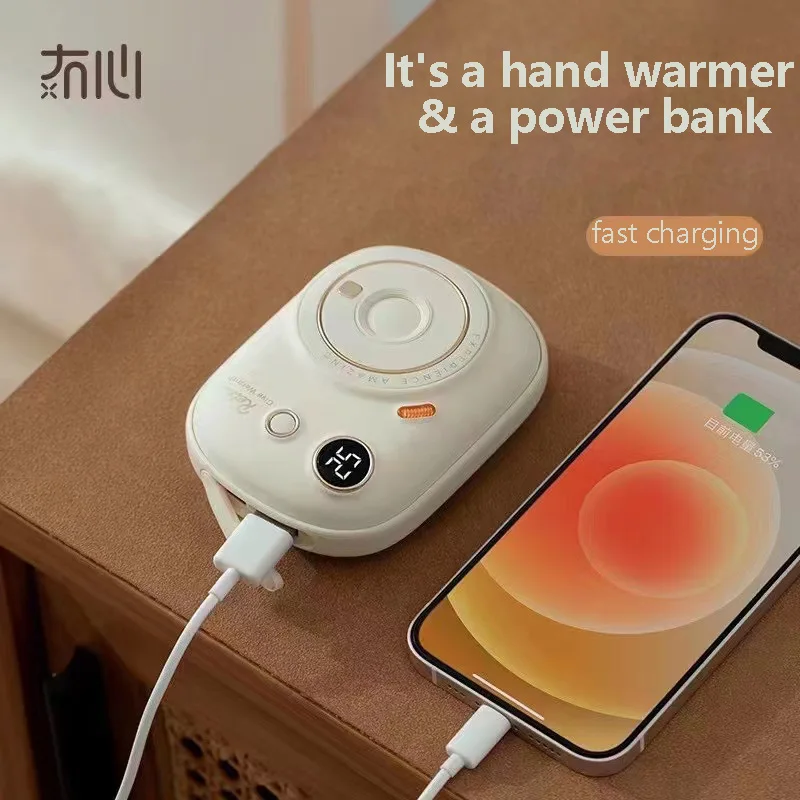 

Maoxin Camera Style Power Bank Cute Winter hand warmer 10000mAh Fast charging Power Supply with LED display Powerbank for iphone