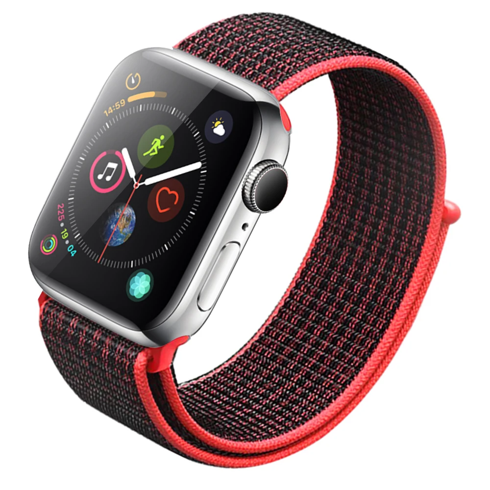 Нейлоновый ремешок для часов для Apple Watch Series 3 2 1 38 мм 42 мм мягкая дышащая Замена Спортивная петля для Iwatch Series 4 5 44 мм 40 мм