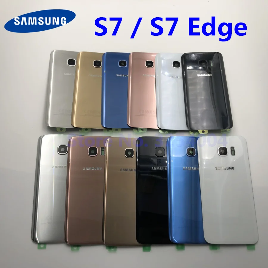 Для samsung Galaxy S7 Edge G935 S7 G930 задняя крышка батарейного отсека Корпус Замена запчастей+ Ушная камера стеклянная рамка объектива