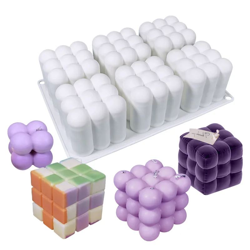 

DIY Candles Mould Wax Candles Mold Aromatherapy Plaster Candle 3D Silicone Mold Handmade Soy Cube Soap Molds Making Supplies