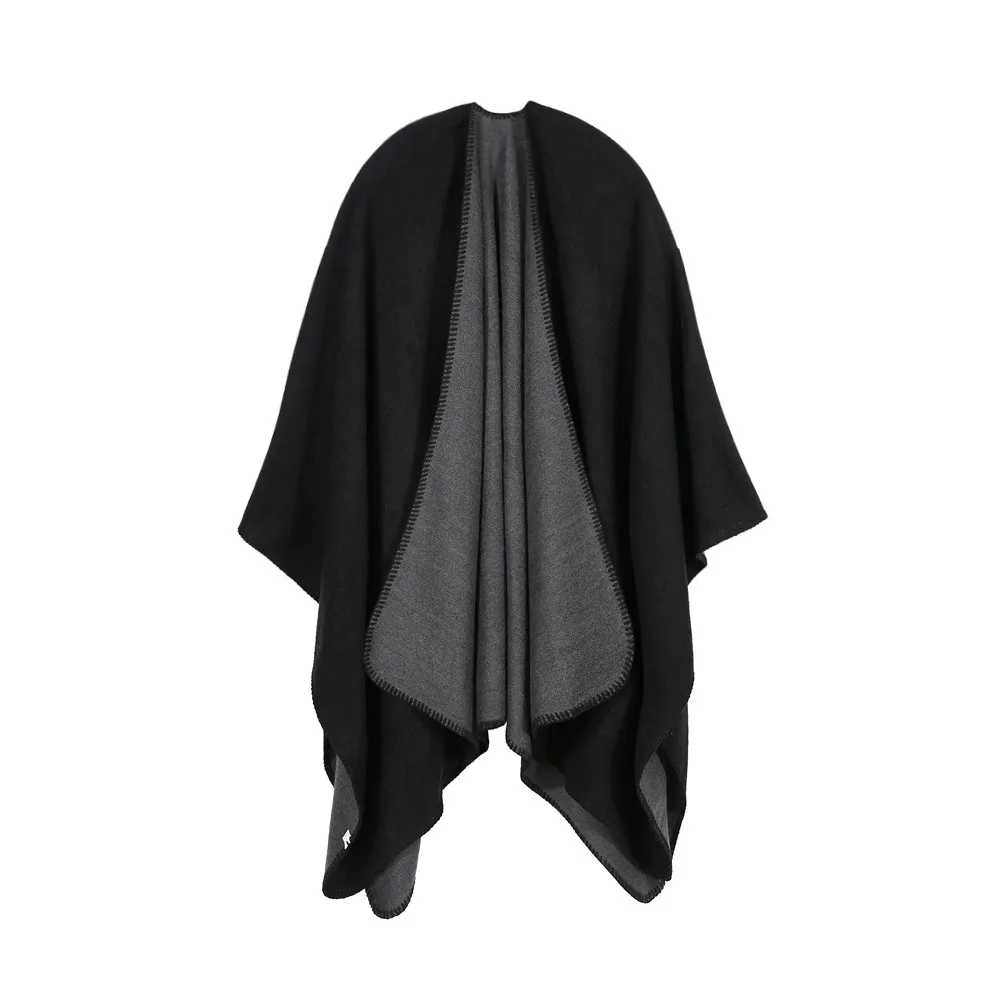 Зимний плащ женский Мягкий кашемировый однотонный кардиган накидка шаль пальто