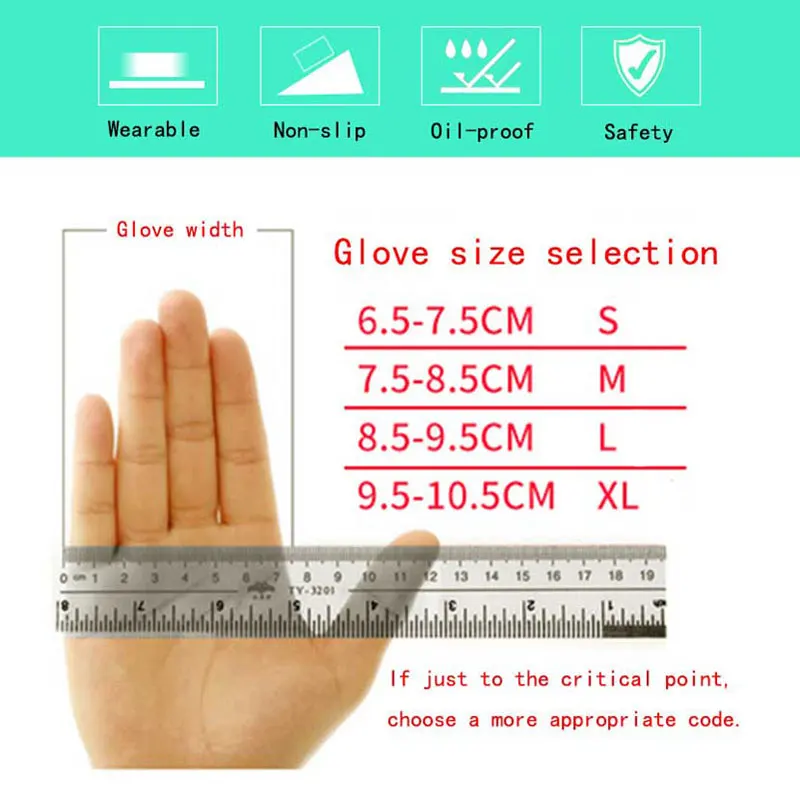 10pcs Disposable Nitrile Gloves Latex Dentistry Powder Free Protection Rubber Chemicals Laboratory Long Working | Безопасность и