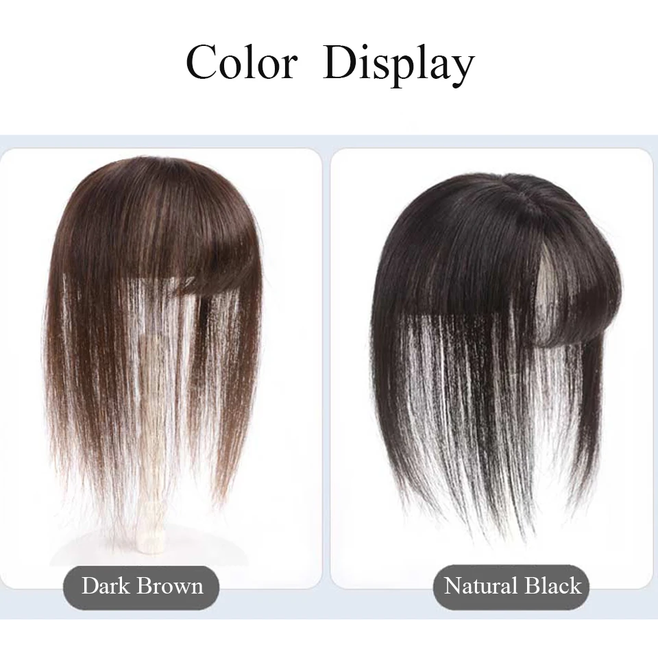 Brazilian Straight Topper Hair Remy Hair with Bangs for Women Clip-in One-piece Hair Extension Human Hair Pieces for Hair Loss