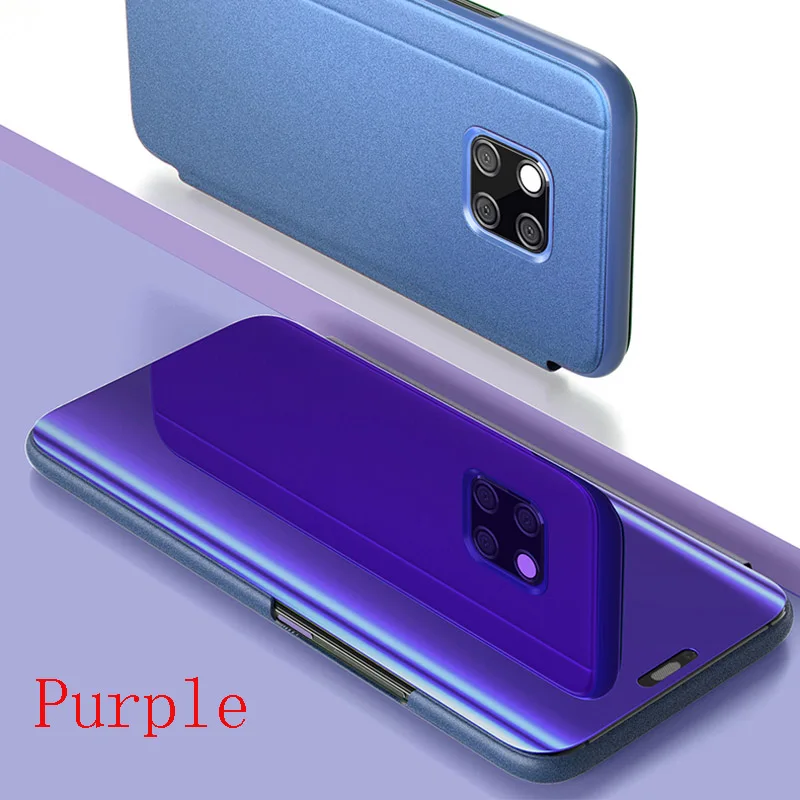 Умный зеркальный флип-чехол для huawei P20 P30 P10 Lite Pro Y9 Y7 Y5 Y6 P Smart mate 30 20 Pro для Honor V20 10 Lite 8X 9X чехол - Цвет: Purple