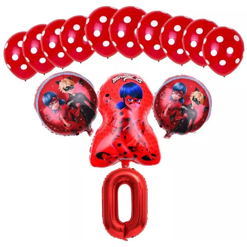 Balloons-20-14pcs 6 шт./компл. из мультфильма, популярная яркая детская одежда с рисунком "Божья коровка" Фольга воздушные шары День рождения украшения божья коровка гелиевый Майларовый и 32 дюймов шара с цифрой - Цвет: Balloons-20-14pcs