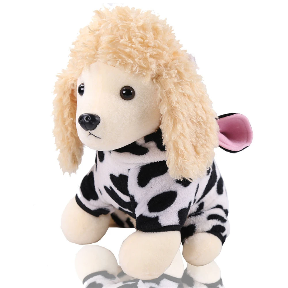 Симпатичная толстовка с капюшоном для собак молочной коровой зимняя теплая