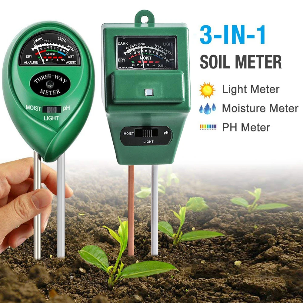 

Измеритель PH почвы 3 в 1, тестер солнечного света для садовых цветов, датчик влажности почвы, измеритель кислотности растений, влажности, PH-мо...