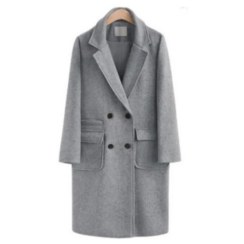 LANMREM Повседневный длинный рукав свободный однотонный черный плюс размер плащ