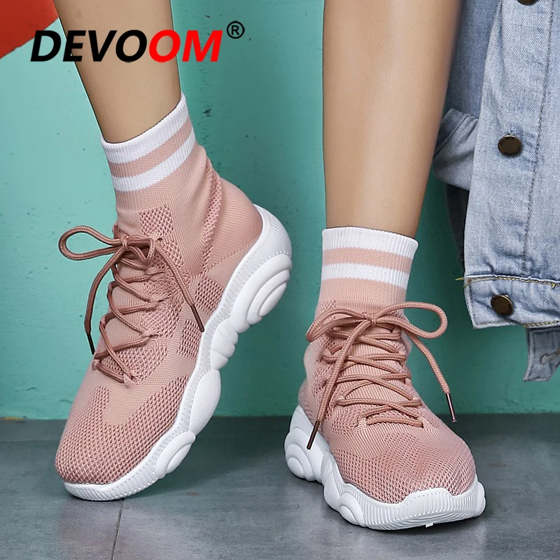 Женские кроссовки для бега на открытом воздухе дышащие с высоким верхом женская