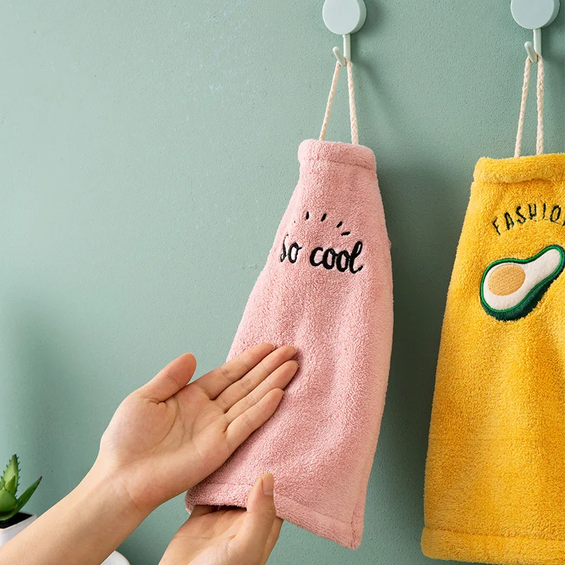 

Kitchen Cartoon Animal Hanging Cloth Soft Plush Dishcloths Hand Towel Wipe Hanging Bathing Towel For Children Bathroom