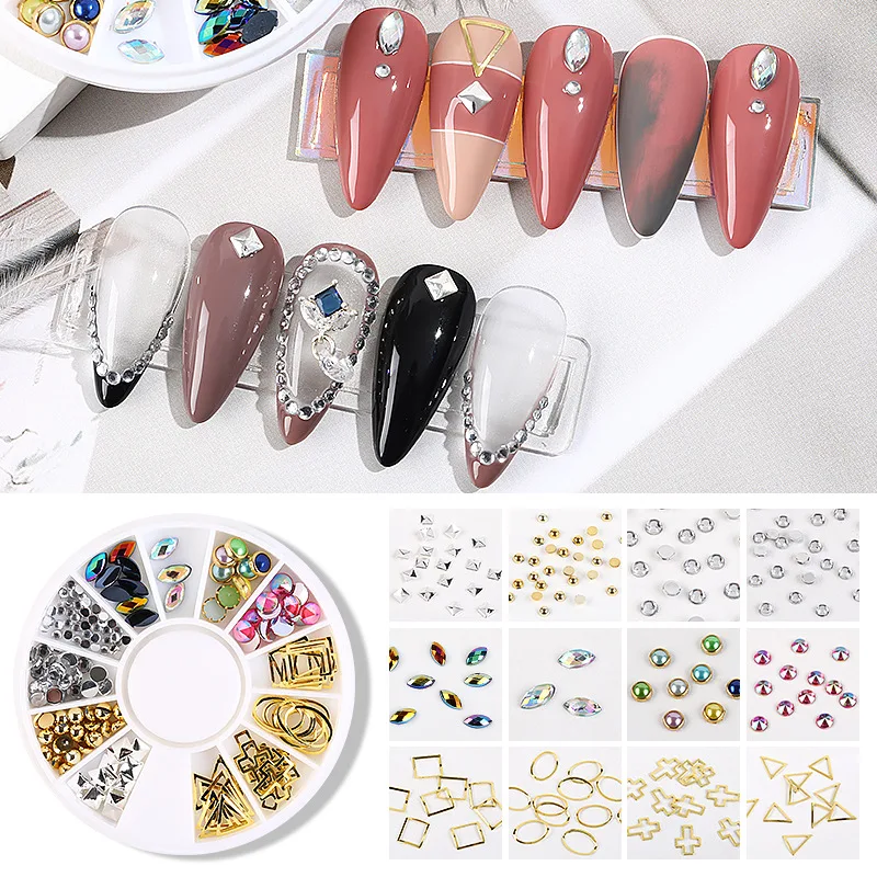 

1 Box Nail Art Accessories Pearl Rivets Rhinestone Mixed Studs Decorations 3D Crystal Gems Charms Nails Jewelry