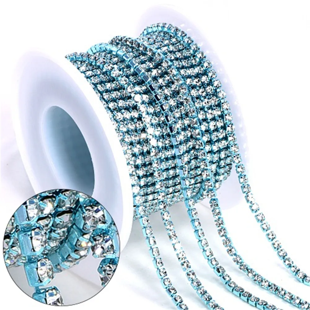 10 ярдов кристаллов Стразы Закрытая цепочка прозрачная Обрезка когтей для шитья
