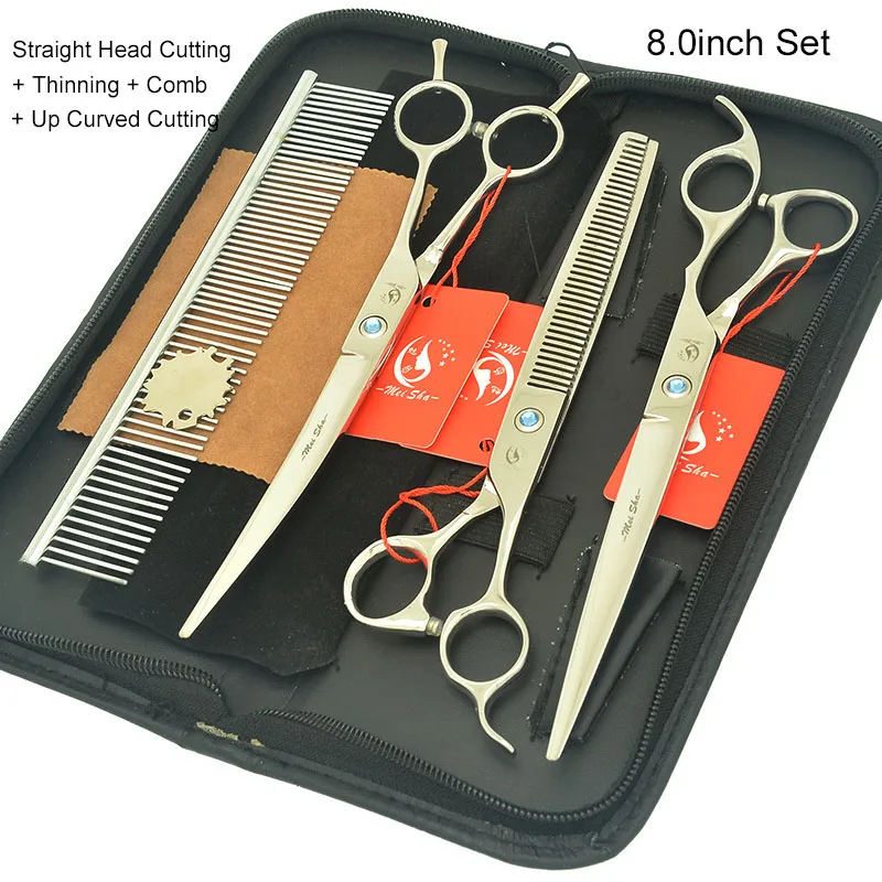 HB0247 with Case 8," ножницы для ухода за домашними животными набор парикмахерских ножниц для собак Стрижка волос Истончение изогнутая машинка для стрижки волос гребень сумка HB0247 - Цвет: HB0247 with Case