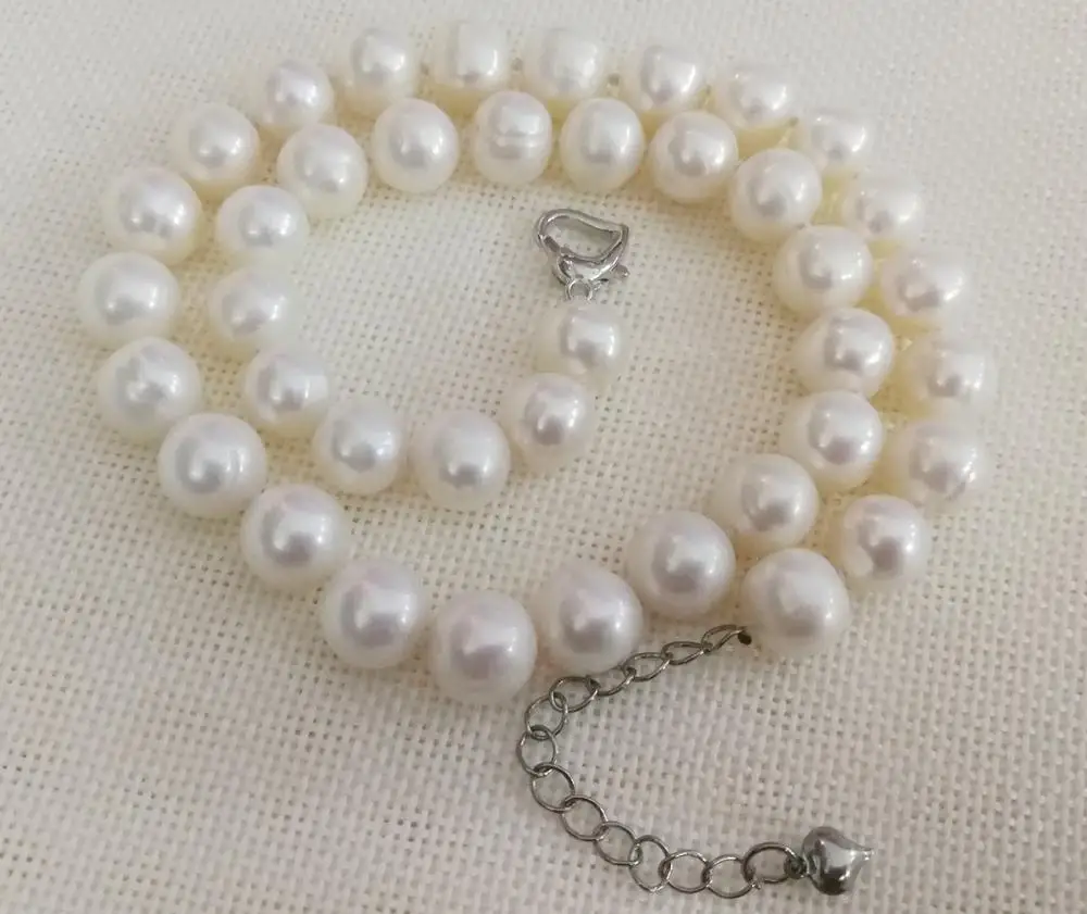 

9mm 10mm 11mm white freshwater pearl choker Necklace extra chain clasp 14'' 15'' 17'' 35cm 40cm Woman Jewelry