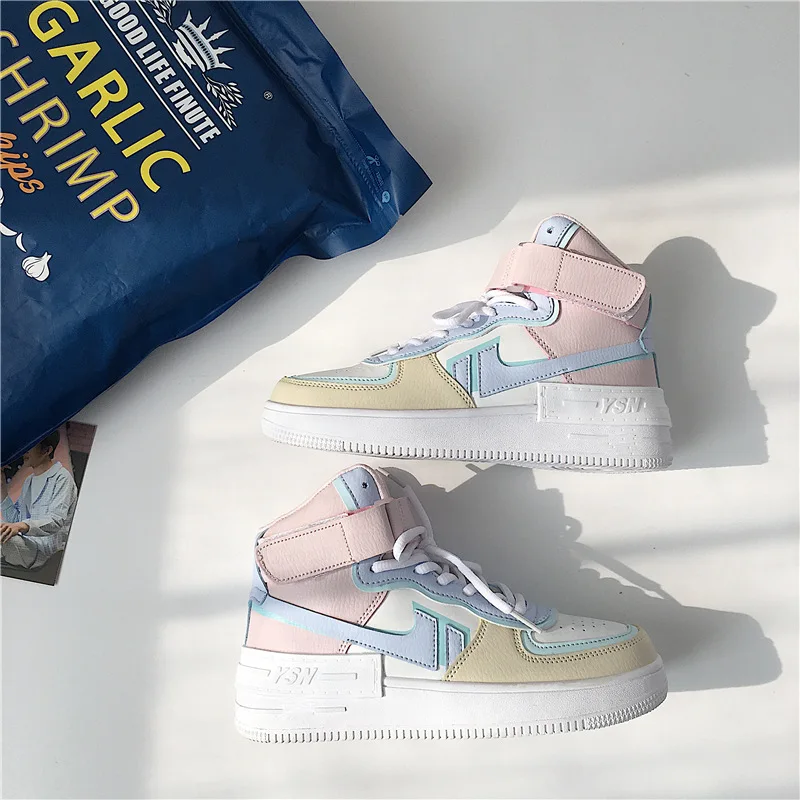 

New Arrive Women Shoes Casual Sport Sneakers High Top Pu Leather Lace Up S White Sneakers Women Casual Vulcanized Shoes