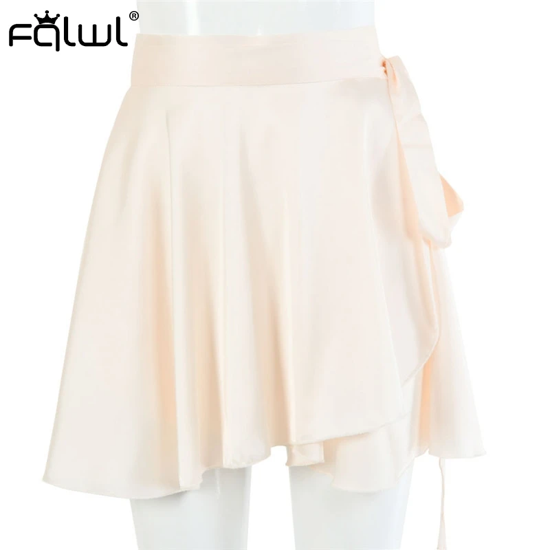 Юбка Женская атласная с оборками FQLWL Повседневная пляжная облегающая мини-юбка