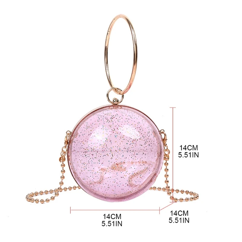 

Round Ball Clear Purse Acrylic Box Evening Clutch Bag Transparent Handbags J60D