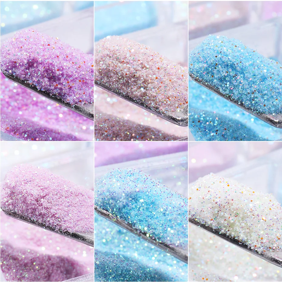 Синий Фиолетовый Блестящий Порошок для ногтей светящийся в темноте летнее