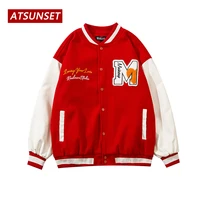 atsunset laughing sun hip hop baseball jacket harajuku retro varsity jacket fashion casual cotton coat streetwear tops