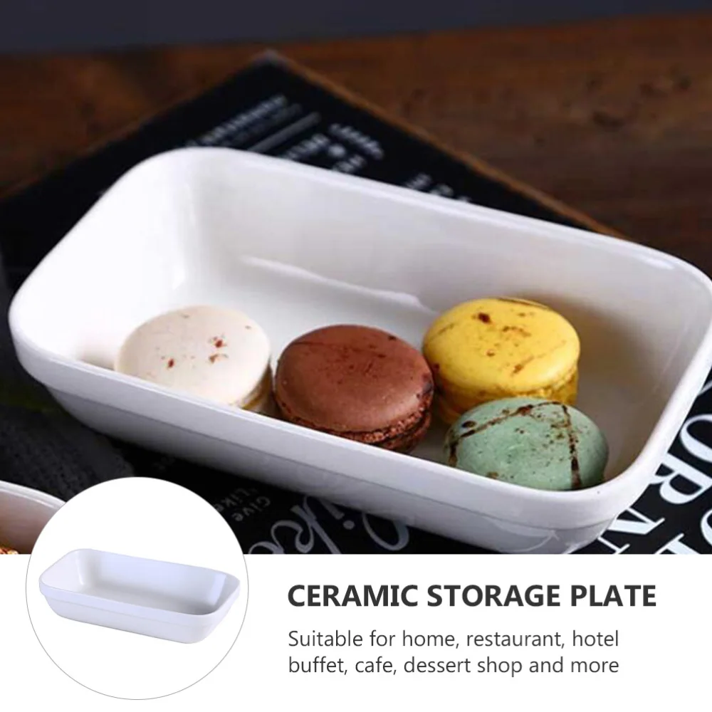 

1pc Multifunctional Food Plate Food Container Ceramic Snack Holder (White)