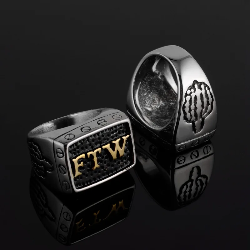 

Men's FTM Jewelry Stainless Steel Letter Ring Retro Fashion Personality Punk Hip Hop Party Accessories