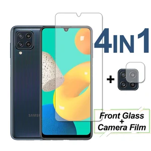 4 in 1 screen protector for samsung galaxy m32 a22s m52 m12 m42 a22 tempered glass protective phone camera film for samsung m32 free global shipping