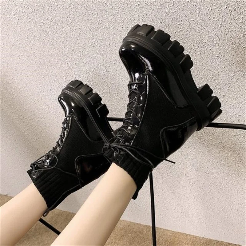 

boots women's thick bottom show foot small 2021 new autumn versatile muffin elastic thin boots with high short boot tide