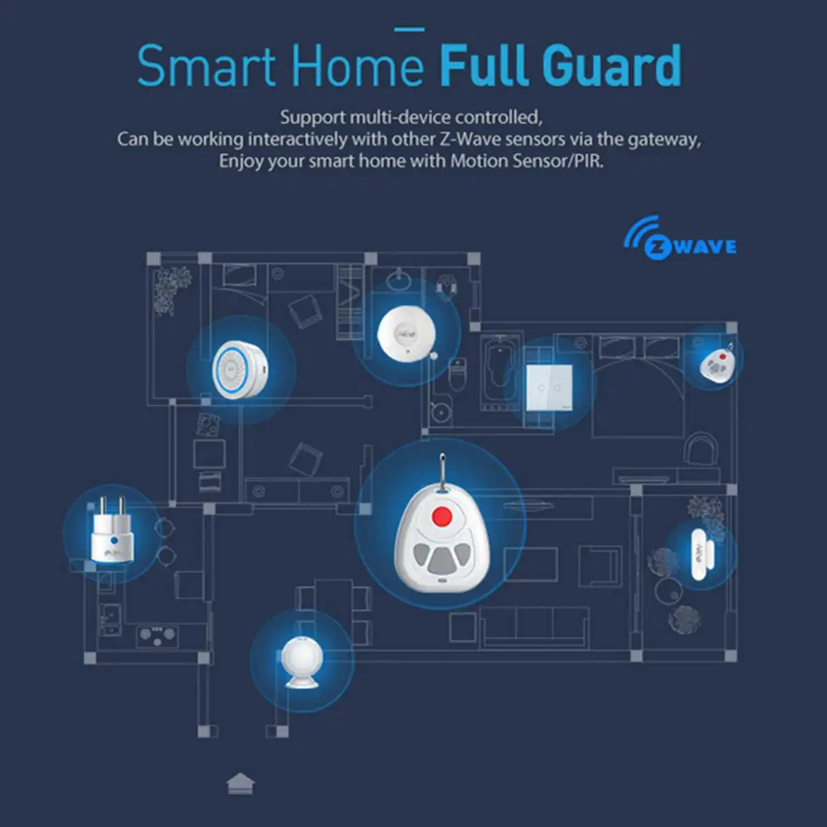 4 клавиши Z Wave Smart SOS Кнопка тревоги беспроводное устройство безопасности пульт дистанционного управления SOS кнопка аварийного вызова датчик домашней автоматизации