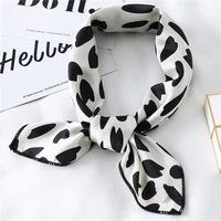 leopard cow print scarf square tie satin small silk neck square scarf head scarf for women neckerchief 5050cm